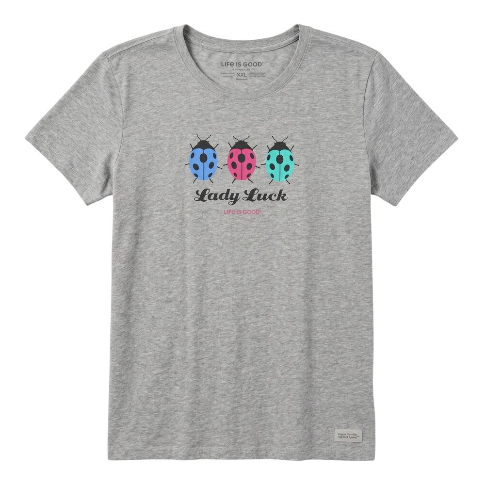 Life is Good Womens XXL‎ Cottagecore Boho Artsy Lady Luck Ladybug Graphic Tee